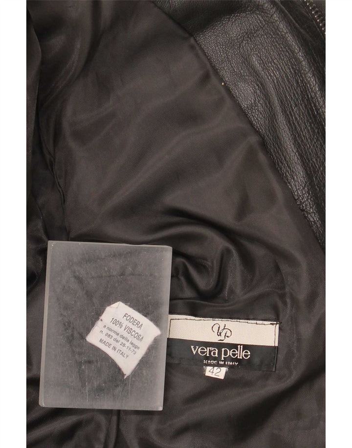 Vintage dame bikerjakke i læder IT 42 Medium Sort