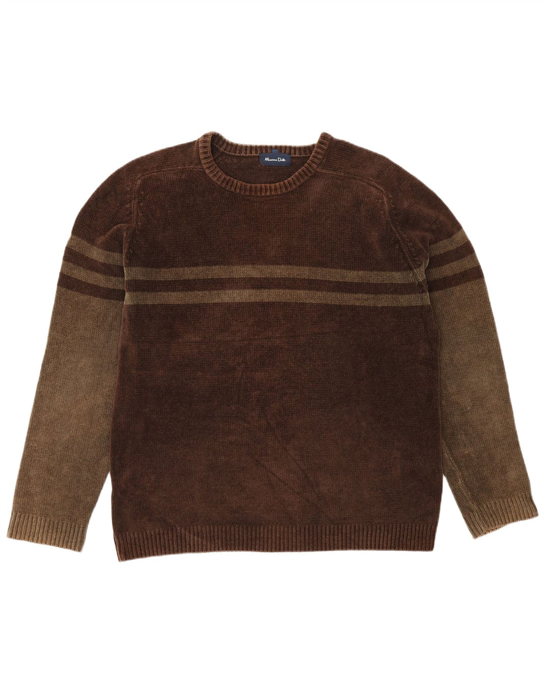 Massimo Dutti Herre sweater med rund hals XL brun stribet bomuld
