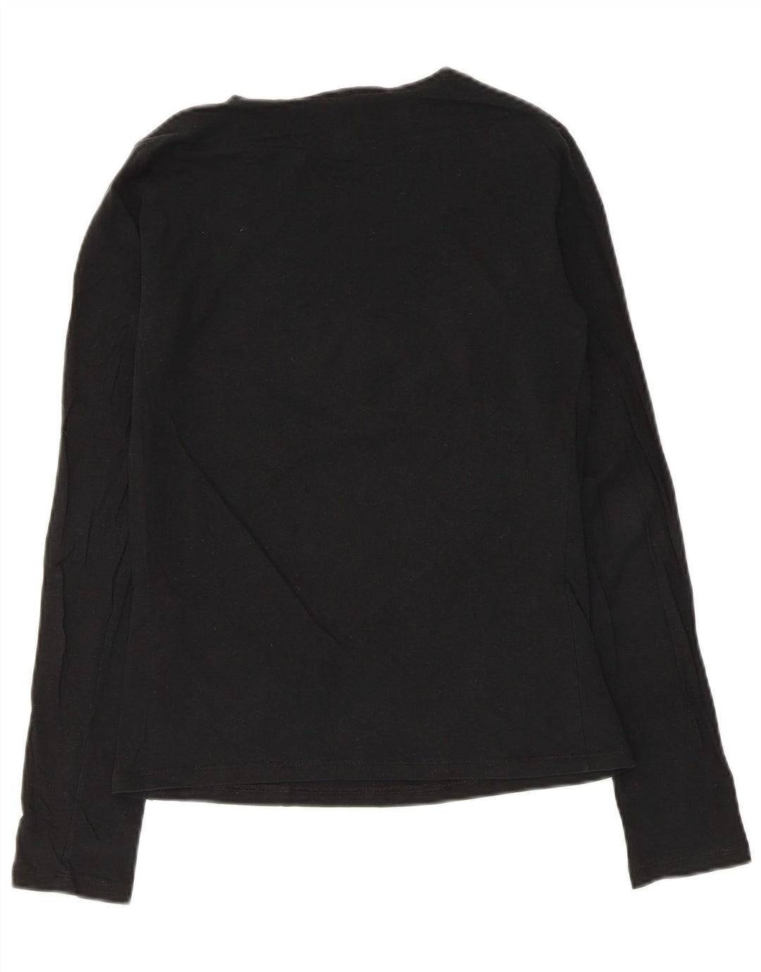 Armani Jeans Dame Grafisk Top Langærmet UK 14 Medium Sort Bomuld