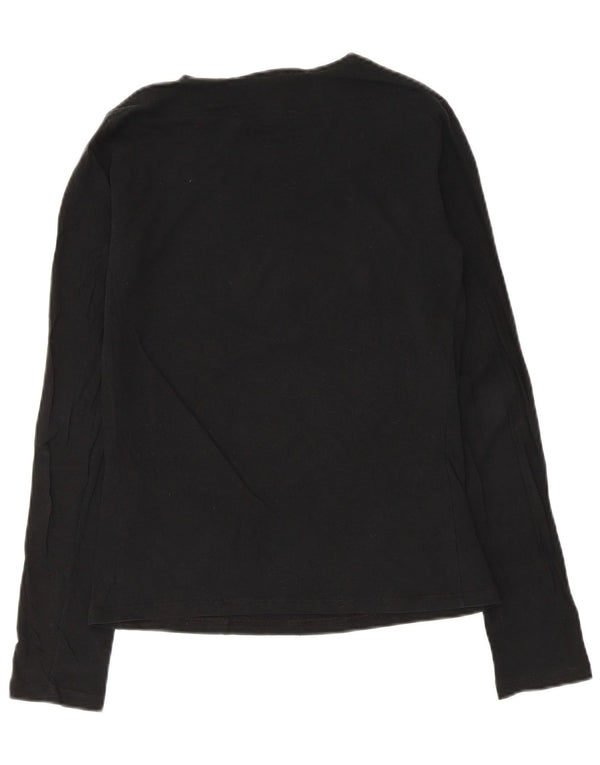 Armani Jeans Dame Grafisk Top Langærmet UK 14 Medium Sort Bomuld