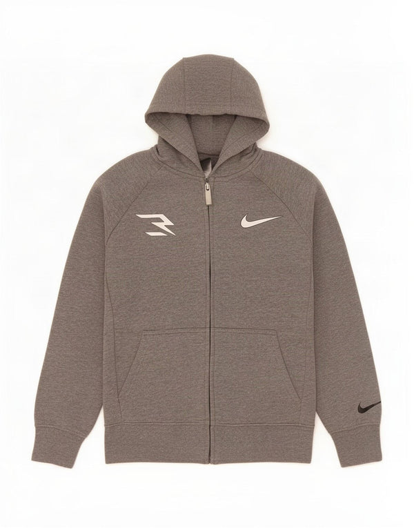 Nike Boys 3BRAND grafisk hættetrøje med lynlås 10-11 år Medium Grå Flecked