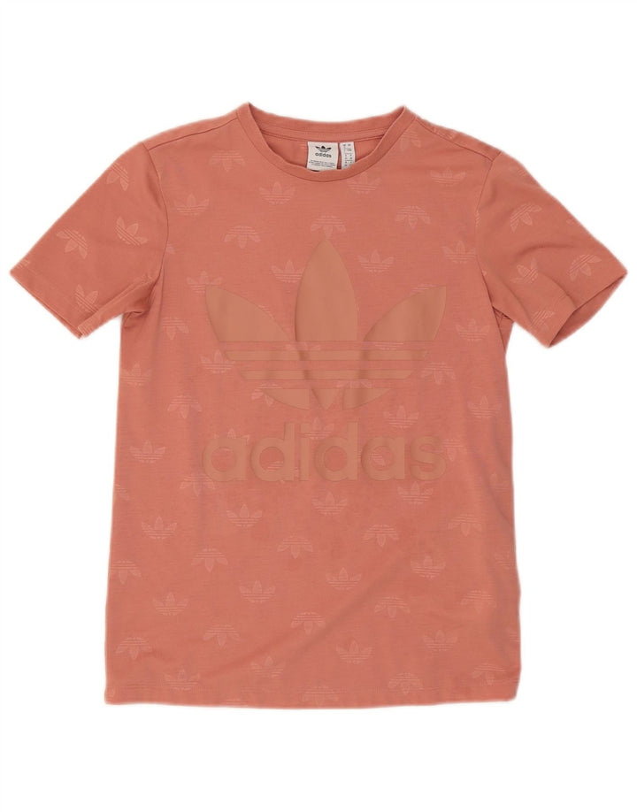 Adidas Dame Grafisk T-Shirt Top UK 8 Small Pink Polyester