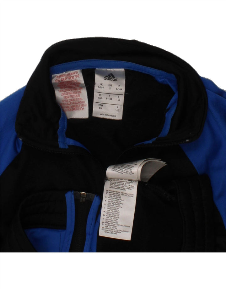 ADIDAS Boys Graphic Tracksuit Top Jacket 9-10 Years Black Colourblock Vintage Adidas and Second-Hand Adidas from Messina Hembry 