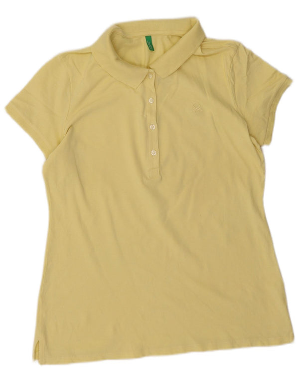 Benetton Dame Polo Shirt UK 12 Medium Gul