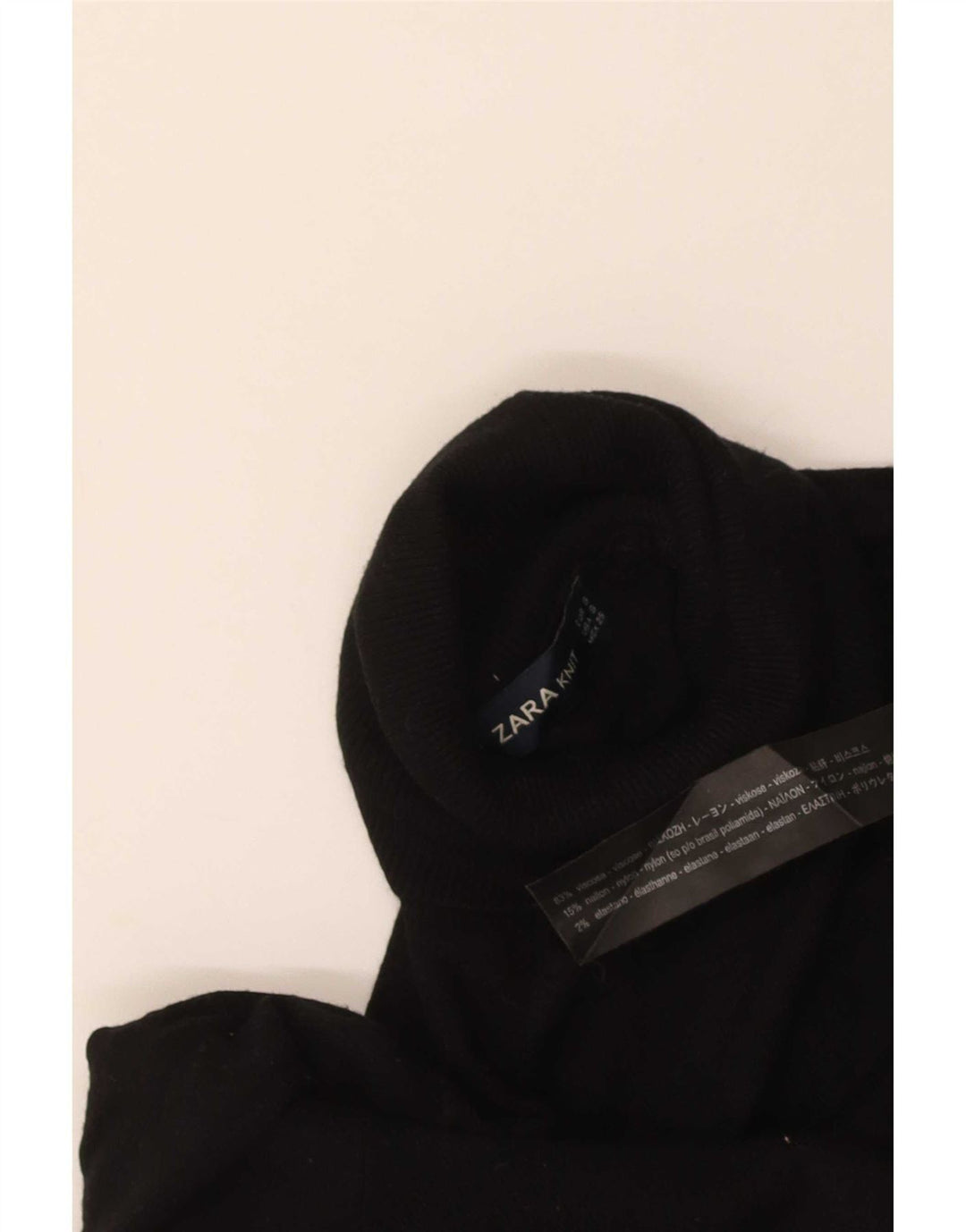 Zara Dame Rullehals Sweater UK 8 Small Black Viscose