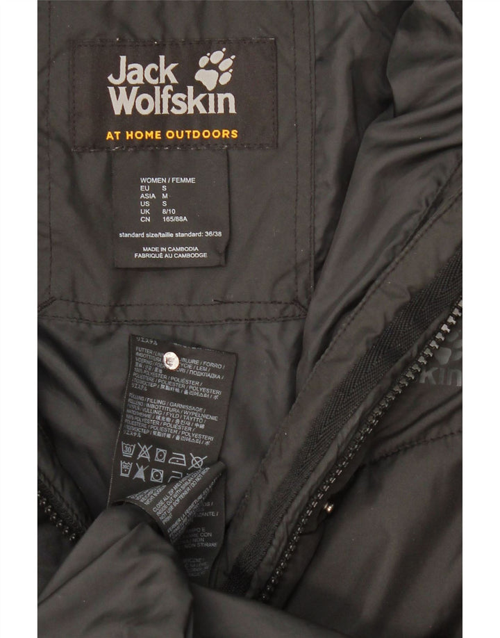 Jack Wolfskin Dame Hætte Polstret Frakke UK 8/10 Small Black Polyester