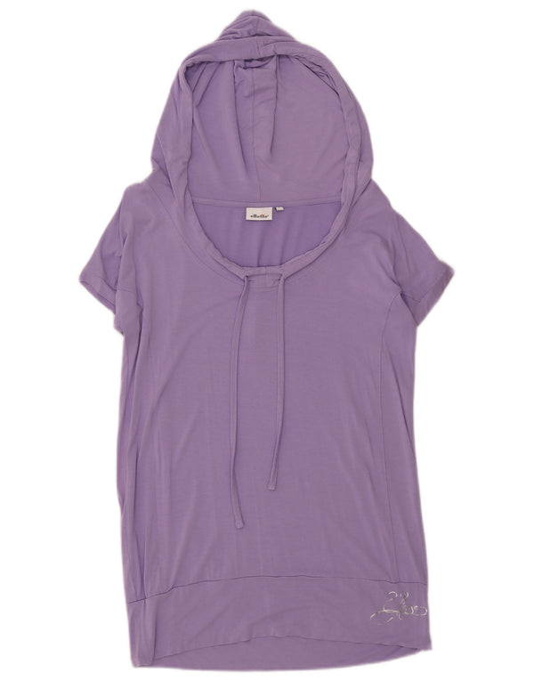 Ellesse T-shirt med hætte til kvinder UK 16 Large Purple Viscose