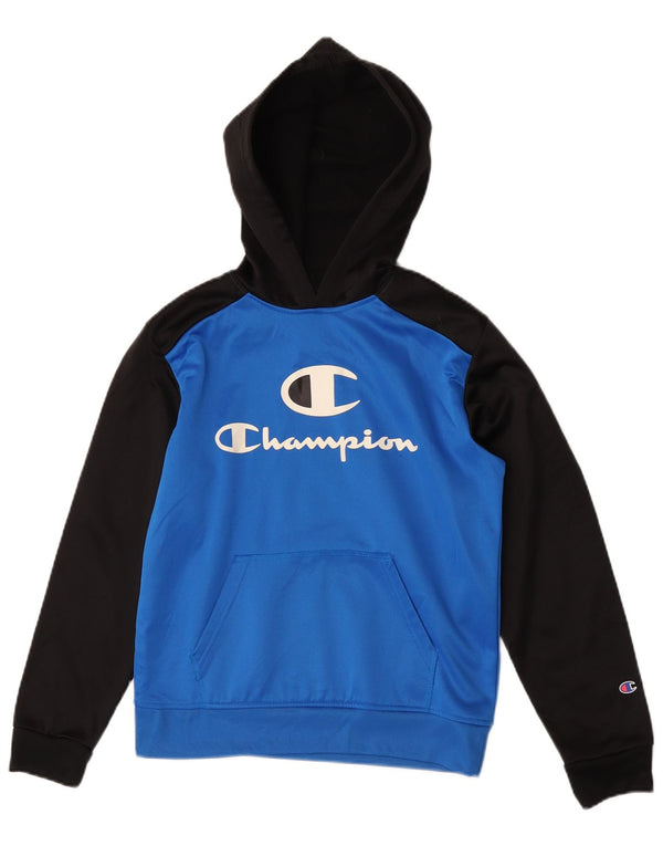 Champion drenge grafisk hættetrøje 14-15 år Blue Colourblock Sports