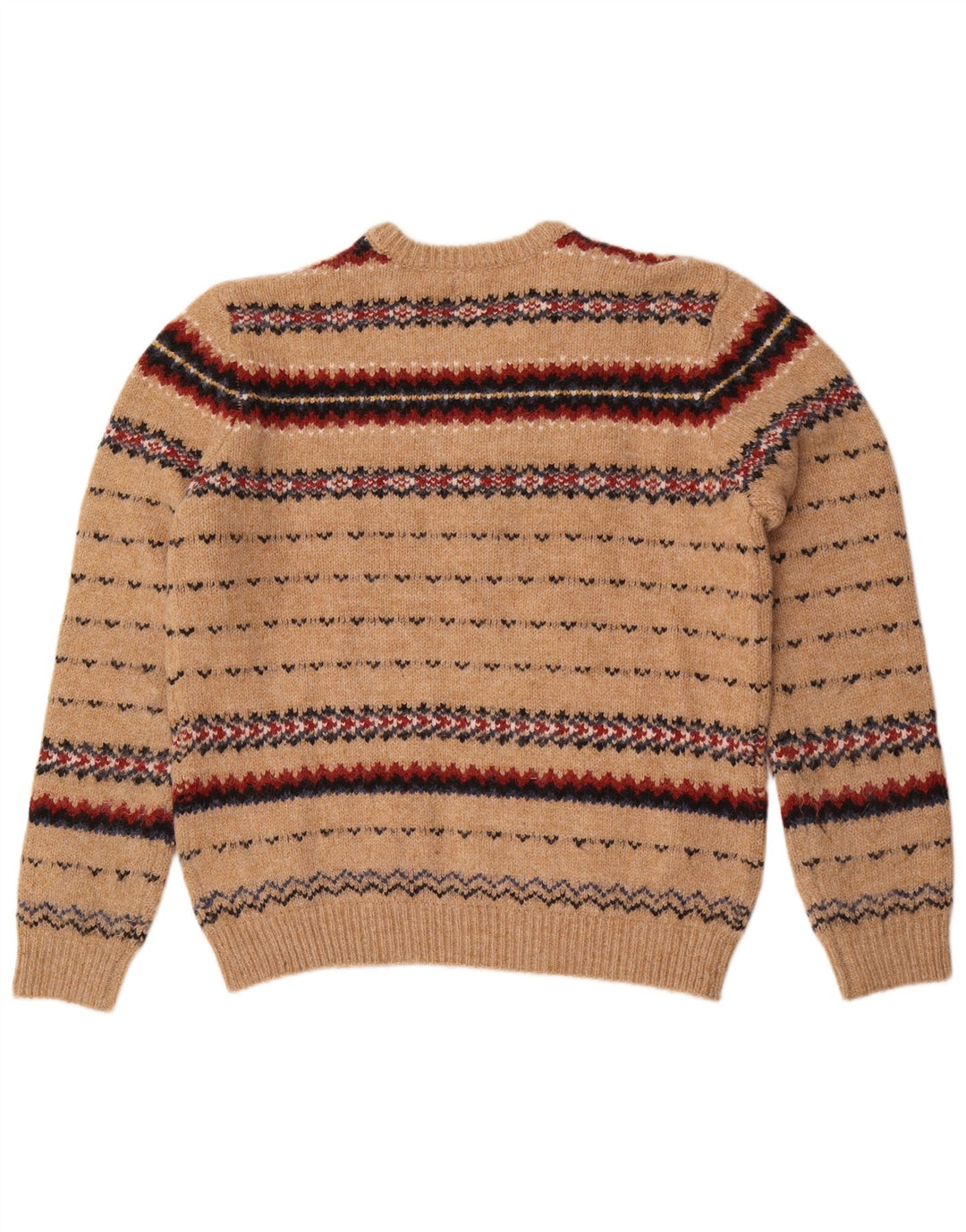 Scout Herre Crew Neck Jumper Sweater Large Beige Fair Isle Nylon