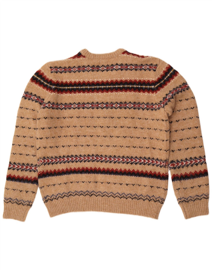 Scout Herre Crew Neck Jumper Sweater Large Beige Fair Isle Nylon