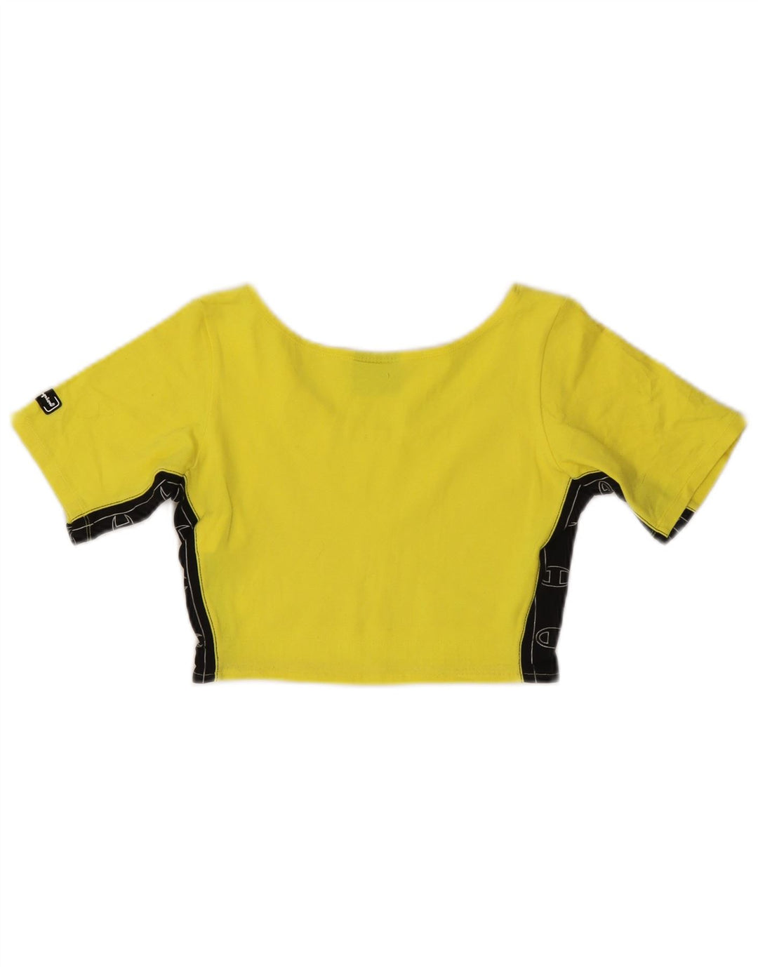 Champion Kvinders grafisk Crop Top UK 12 Medium Gul Colourblock Bomuld