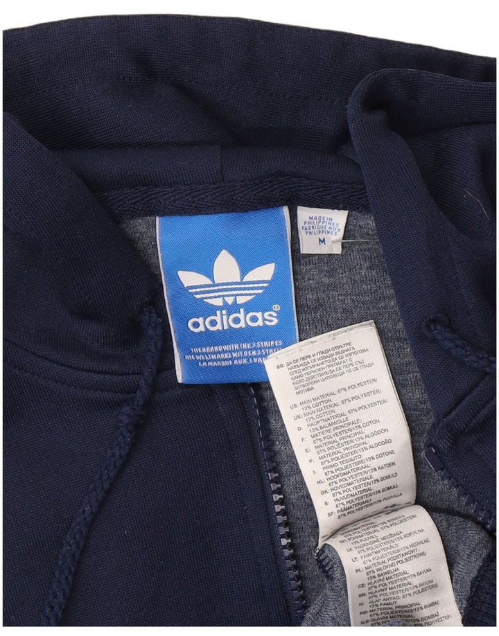 Adidas Herre grafisk hættetrøje med lynlås, medium marineblå polyester