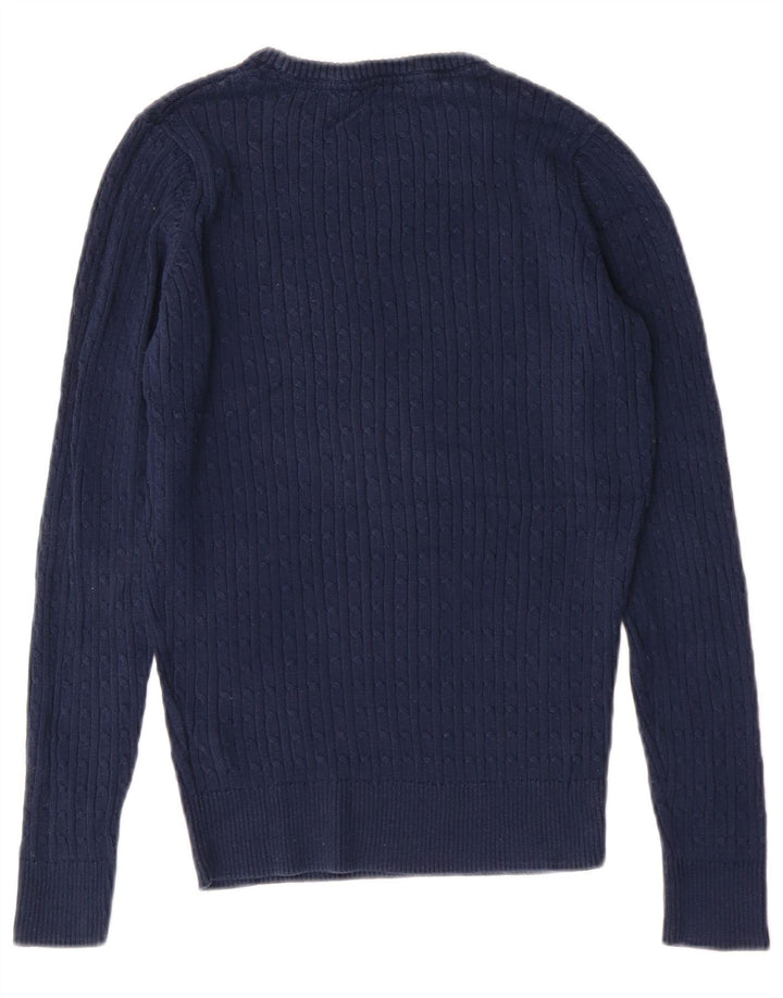 Besætningstøj Dame Boat Neck Jumper Sweater UK 10 Small Navy Blue Classic