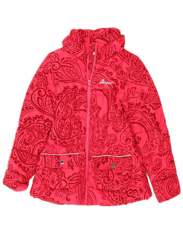 Desigual Piger Polstret Jakke 13-14 År Rød Paisley