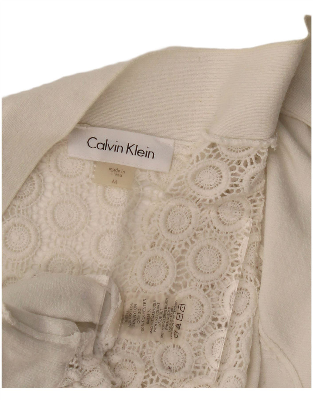 CALVIN KLEIN dame cardigan sweater 3/4 ærmer UK 12 Medium Off White