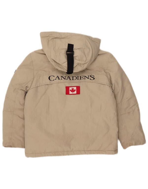 Canadiens drenge grafisk polstret hættejakke 5-6 år Beige Colourblock