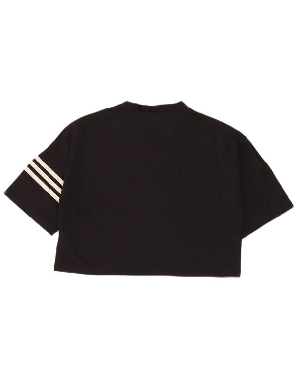 Adidas Womens Crop Oversized T-Shirt Top UK 8/10 Small Black Bomuld