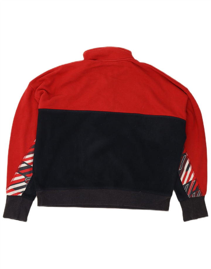 SUPERDRY Womens Crop Oversized Fleece Jumper UK 16 Large Red Colourblock