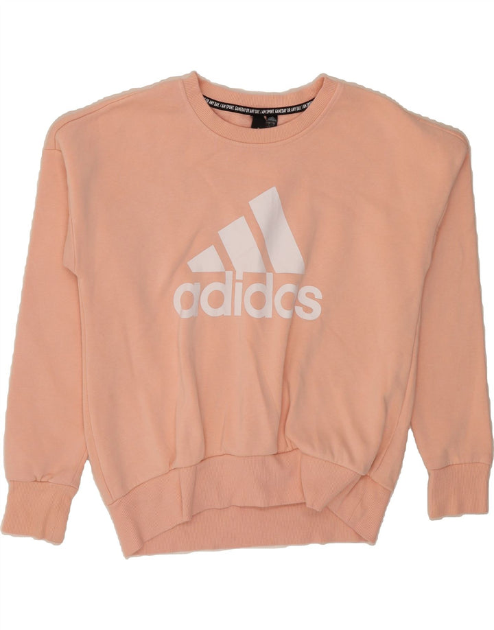 ADIDAS Womens Graphic Oversized Sweatshirt Jumper UK 8/10 Small Pink Vintage Adidas and Second-Hand Adidas from Messina Hembry 