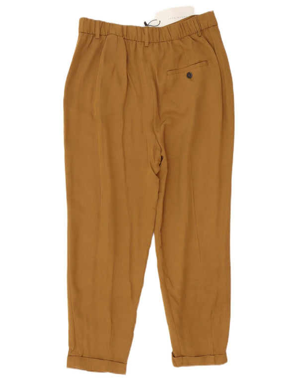 Zara Womens Tapered Cropped Trousers Medium W30 L24 Brun Viscose
