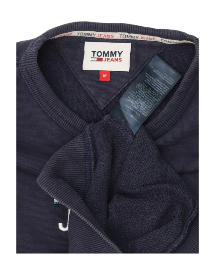 TOMMY HILFIGER Mens Graphic Sweatshirt Jumper Medium Navy Blue Cotton Vintage Tommy Hilfiger and Second-Hand Tommy Hilfiger from Messina Hembry 