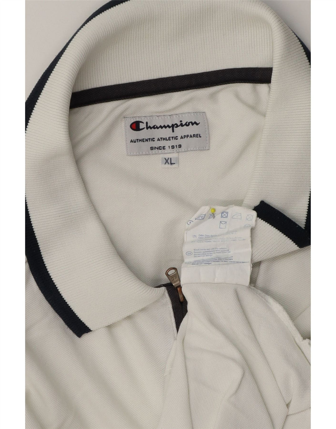 Champion herre poloshirt XL hvid bomuld
