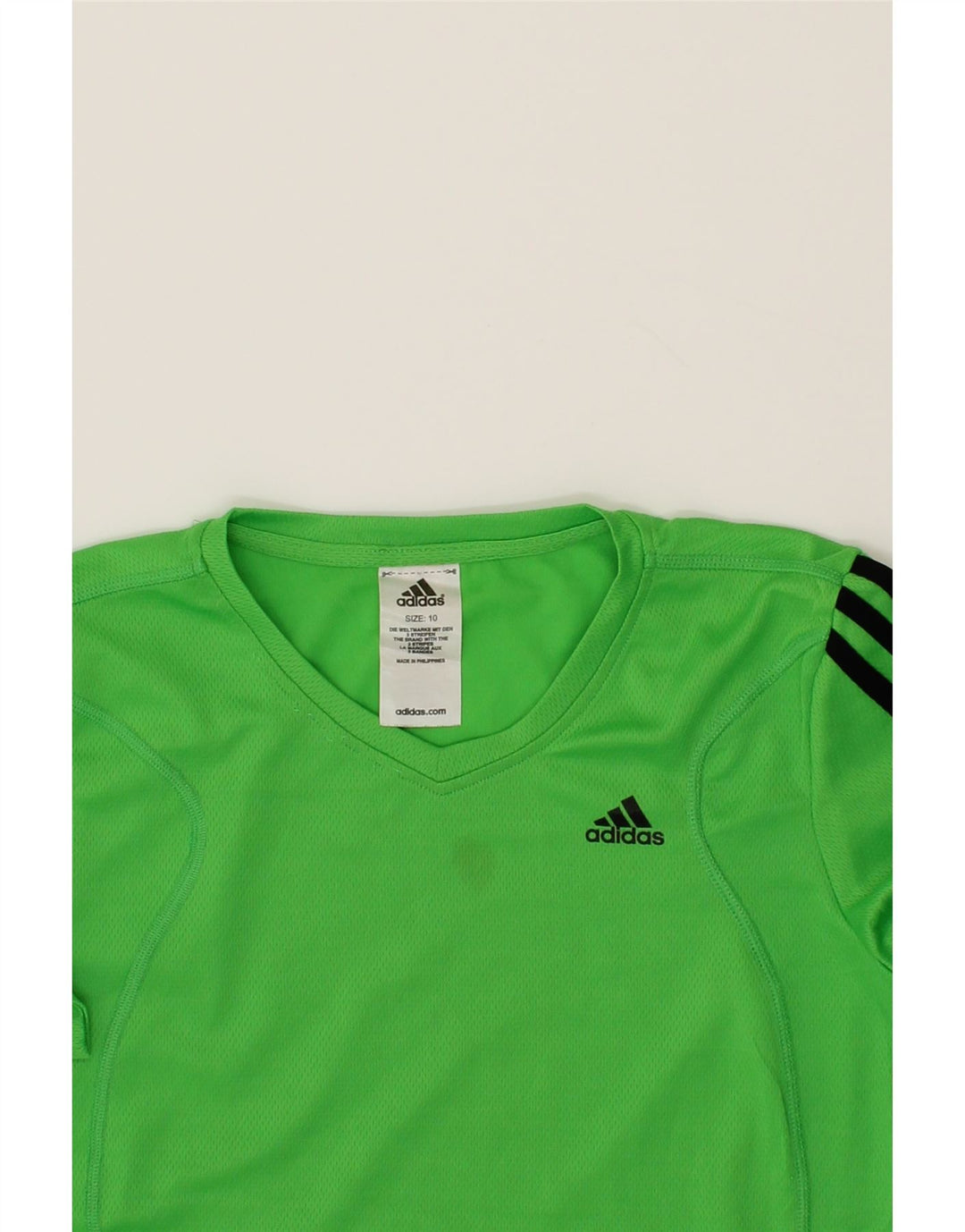 ADIDAS Womens T-Shirt Top UK 10 Small Green Polyester Vintage Adidas and Second-Hand Adidas from Messina Hembry 