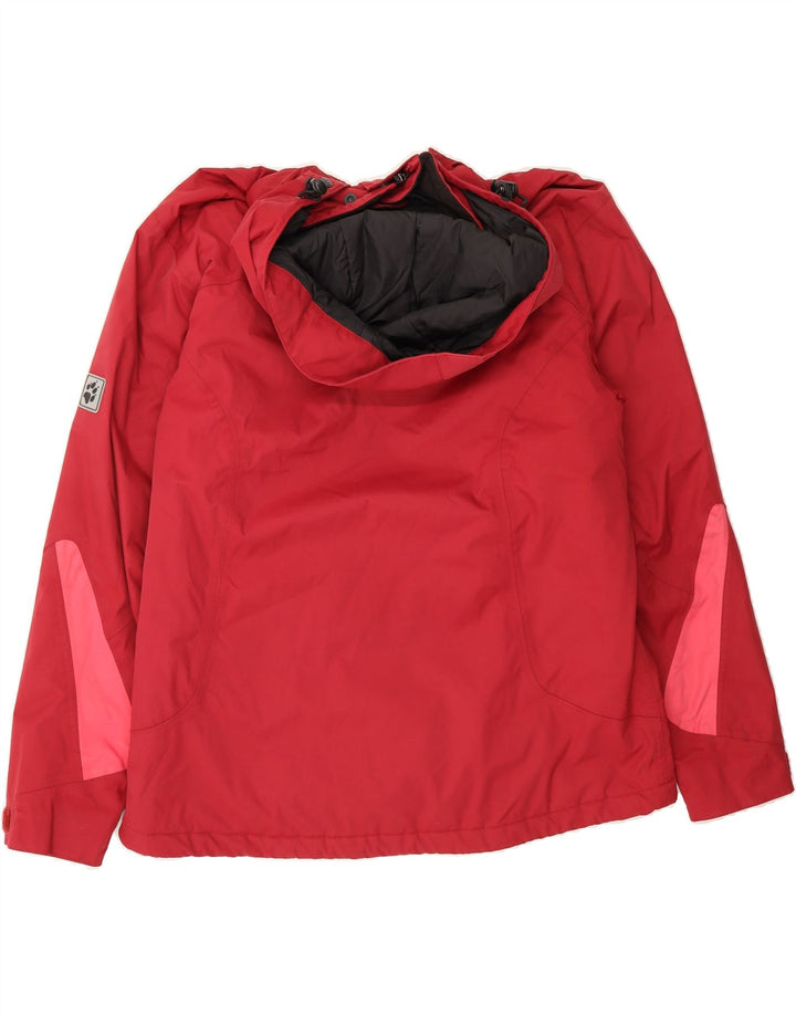 JACK WOLFSKIN Womens Hooded Windbreaker Jacket UK 18/20 XL Red Polyester Vintage Jack Wolfskin and Second-Hand Jack Wolfskin from Messina Hembry 