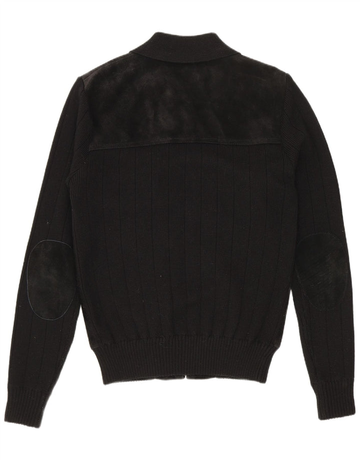 VINTAGE Bomberjakke i ruskind til mænd EU 50 Stor sort læder