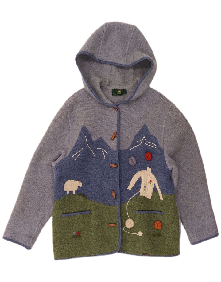 Giesswein Dame Hooded Duffle Jacket UK 14 Large Grey Colourblock