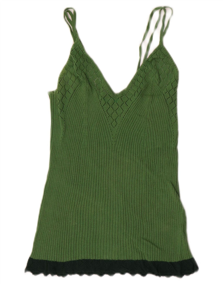 BENETTON Damestrik Cami Top UK 4 XS Grøn Colourblock