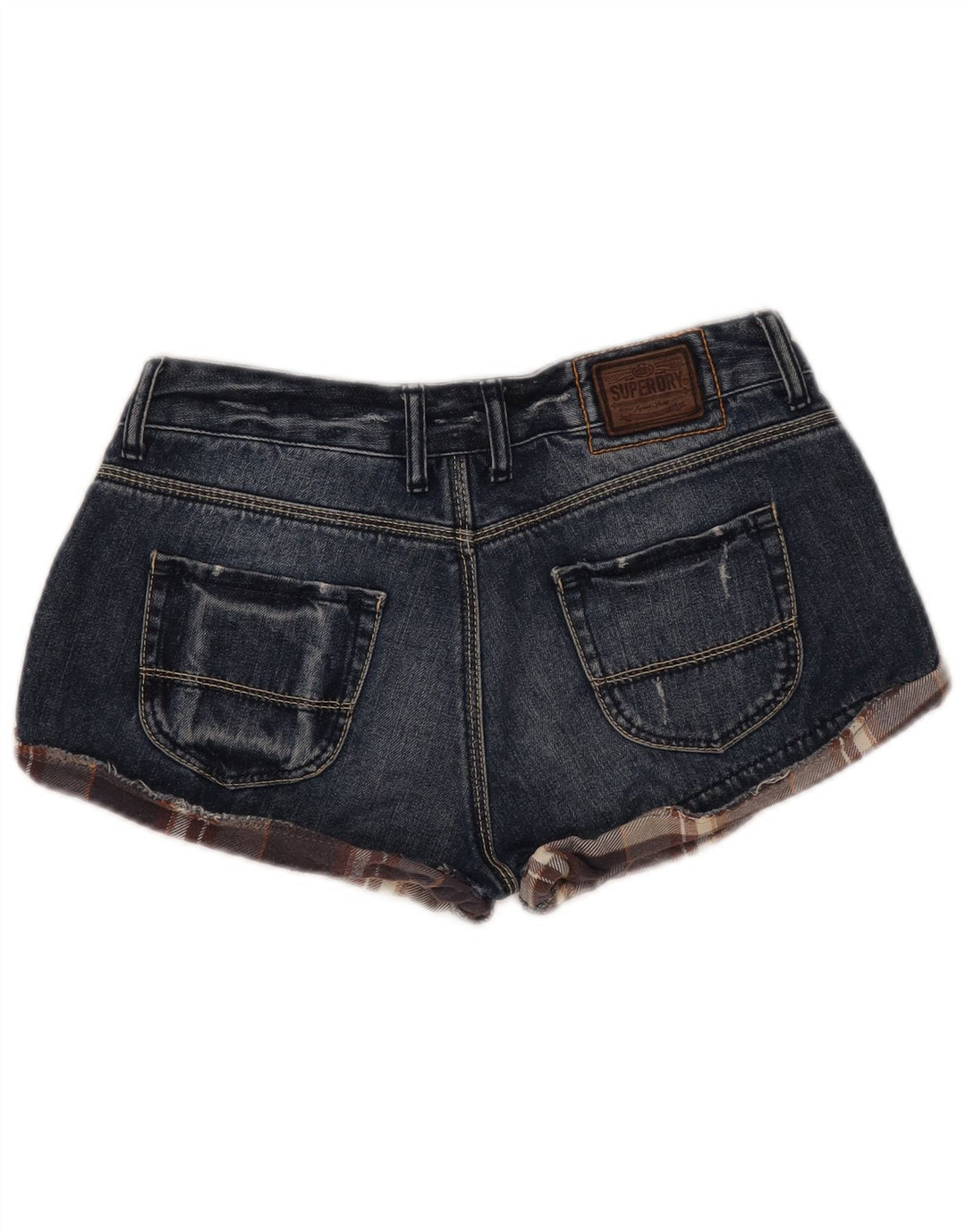 SUPERDRY Womens Distressed Denim Shorts W30 Medium Blue Cotton