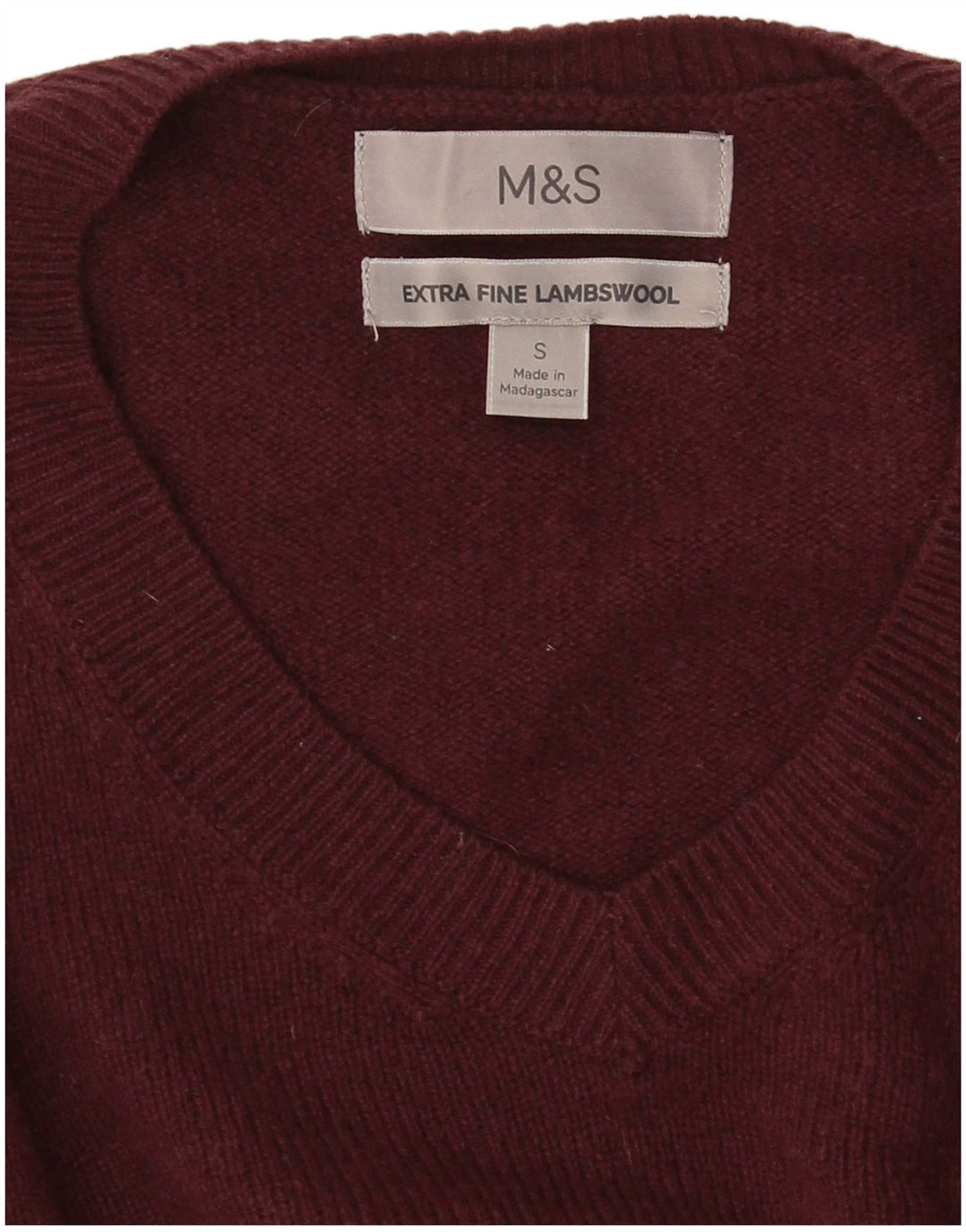 Marks & Spencer Herre V-hals sweater Lille Bourgogne lammeuld