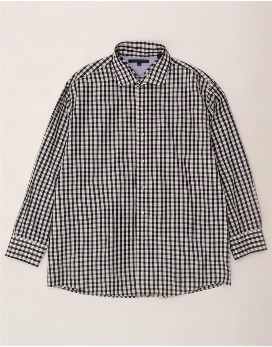 Tommy Hilfiger Herreskjorte Størrelse 17 1/2 XL Sort Gingham Bomuld