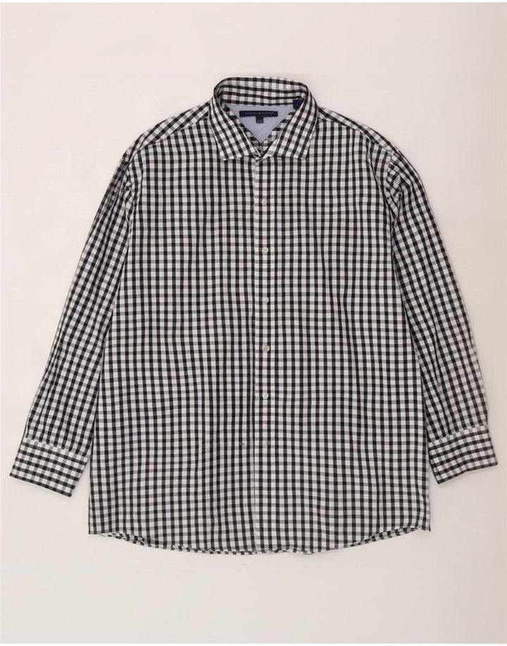 Tommy Hilfiger Herreskjorte Størrelse 17 1/2 XL Sort Gingham Bomuld