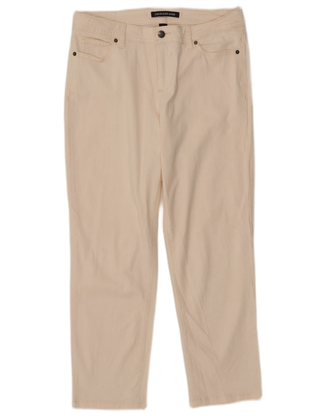 CALVIN KLEIN Lige fritidsbukser til kvinder US 10 Large W32 L26 Off White