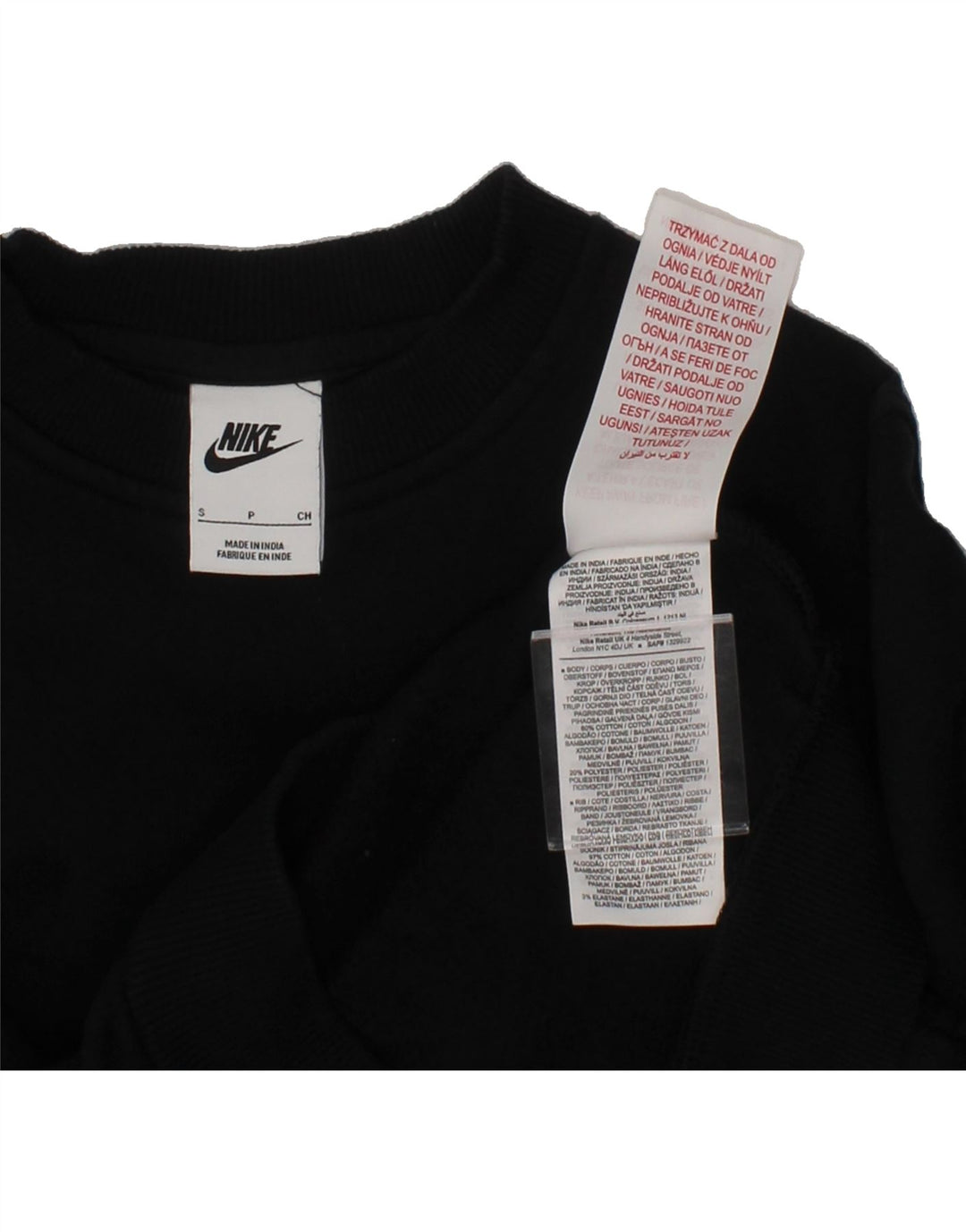 NIKE Girls Sweatshirt Jumper 8-9 Years Small Black Cotton Vintage Nike and Second-Hand Nike from Messina Hembry 