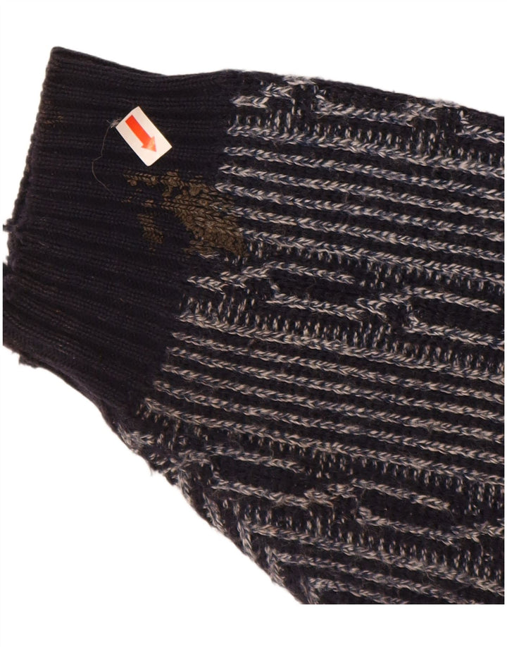 C & A Herre Boat Neck Jumper Sweater Large Navy Blue Fair Isle Polyacrylic