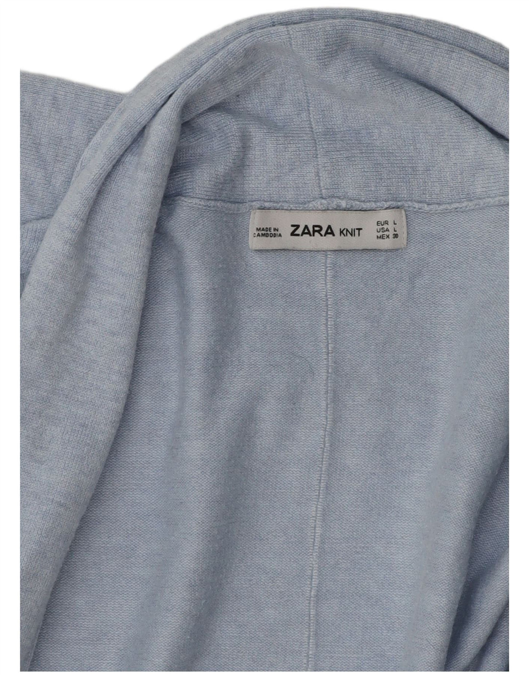Zara Womens Longline Open Cardigan Sweater UK 16 Large Blue