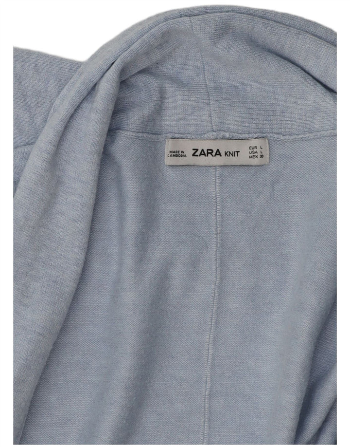 Zara Womens Longline Open Cardigan Sweater UK 16 Large Blue