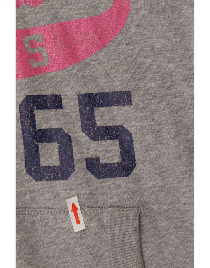 Superdry Kvinders Grafisk Hoodie Trøje UK 14 Medium Grå Bomuld