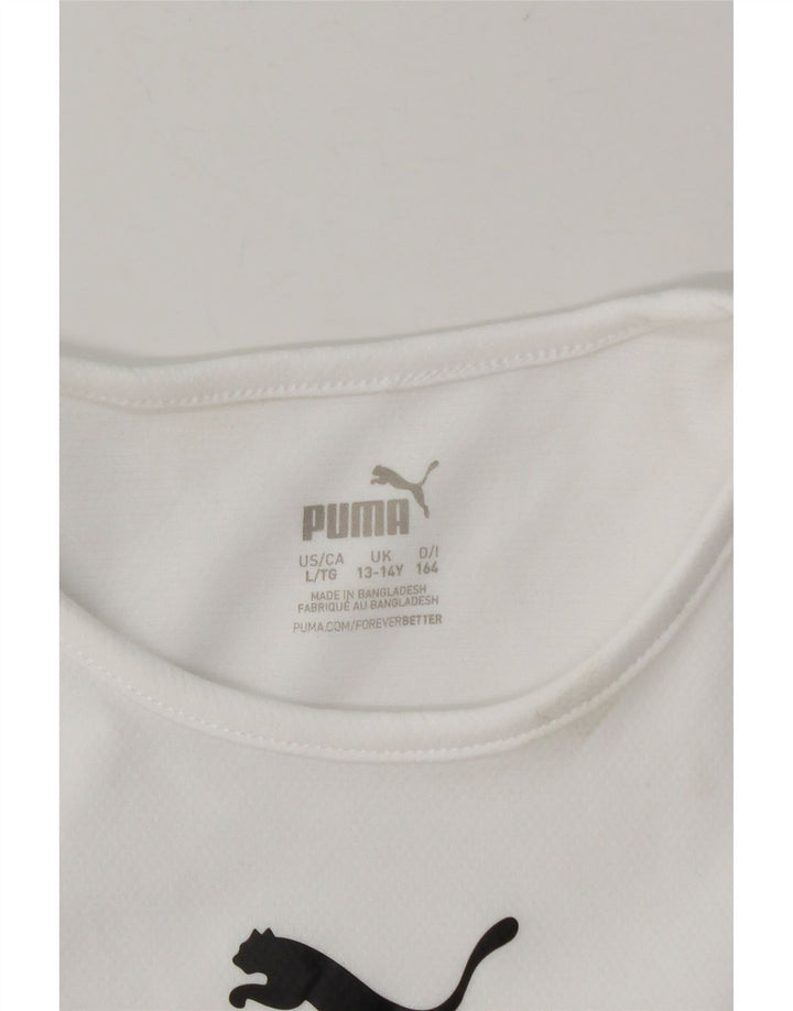 Puma Boys T-Shirt Top 13-14 år Hvid Colourblock