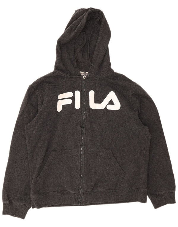 Fila Boys Grafisk hættetrøje med lynlås 15-16 år Grå bomuld