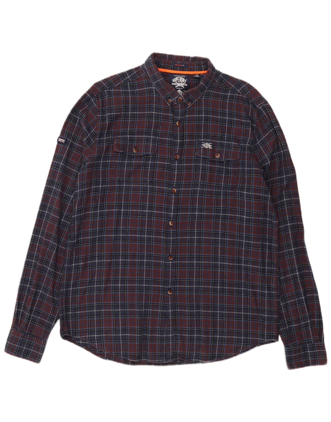 Superdry Herre Regular Fit Flanell Shirt 2XL Navy Blue Check