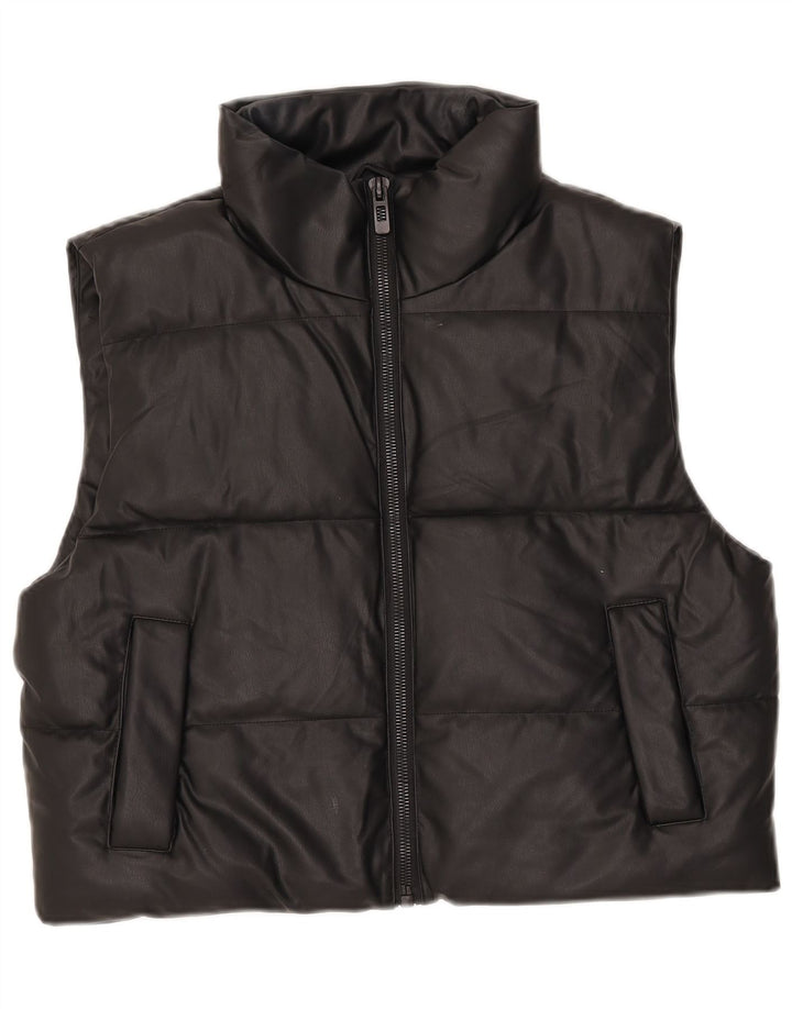 Zara Womens Polstret Gilet UK 14 Medium Black Polyester