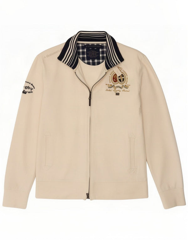 Vintage Herre Rugby Grafisk træningsdragt Topjakke Stor Off White Bomuld