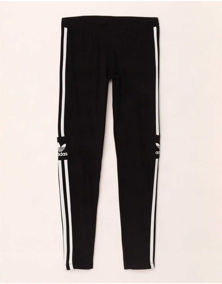 Adidas Dame Grafiske Leggings UK 12 Medium Sort Bomuld