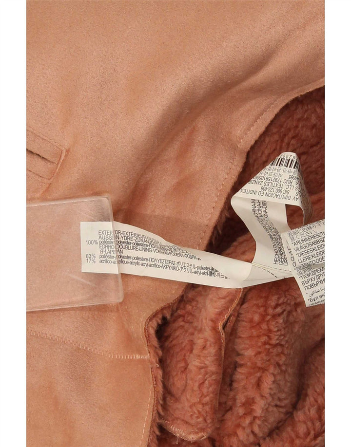 Zara Sherpa-jakke til kvinder UK 10 Small Pink Polyester