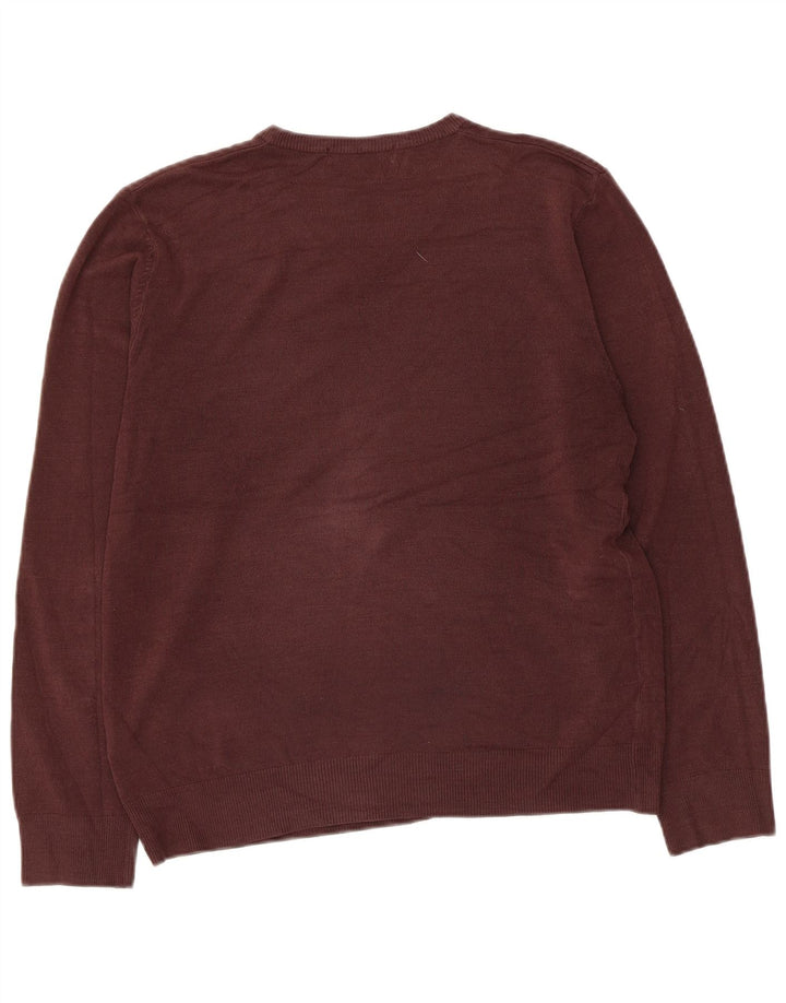 Marks & Spencer Dame V-hals sweater UK 14 Medium Brun Akryl