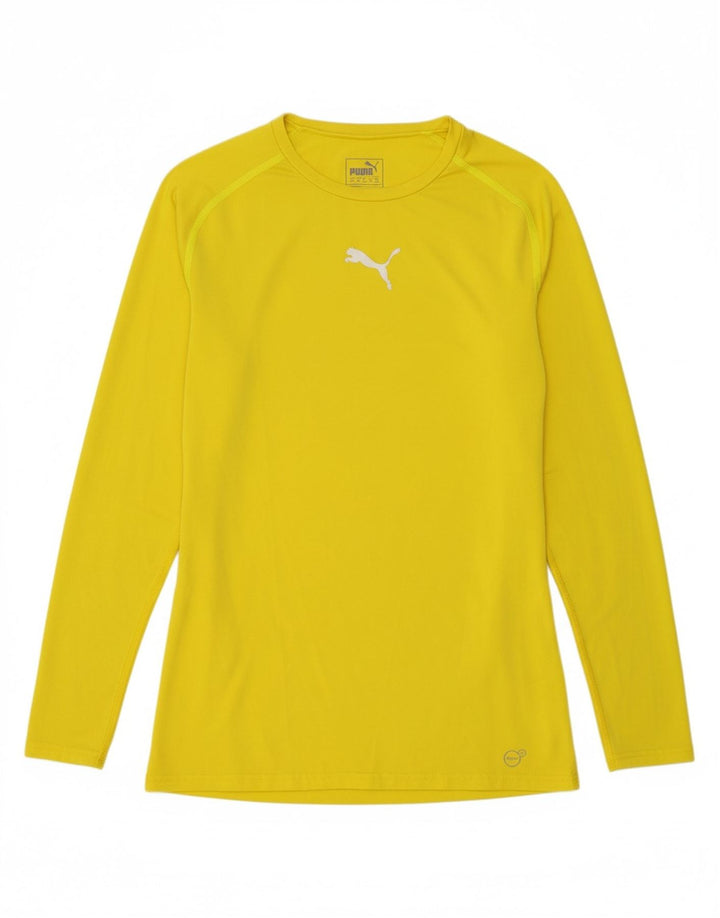 PUMA Womens Top Long Sleeve UK 14 Large Yellow Polyester